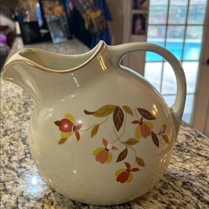 Vintage 1930s-1940s Hall China #3 Ball Jug pitcher featuring the "Autumn Leaf"